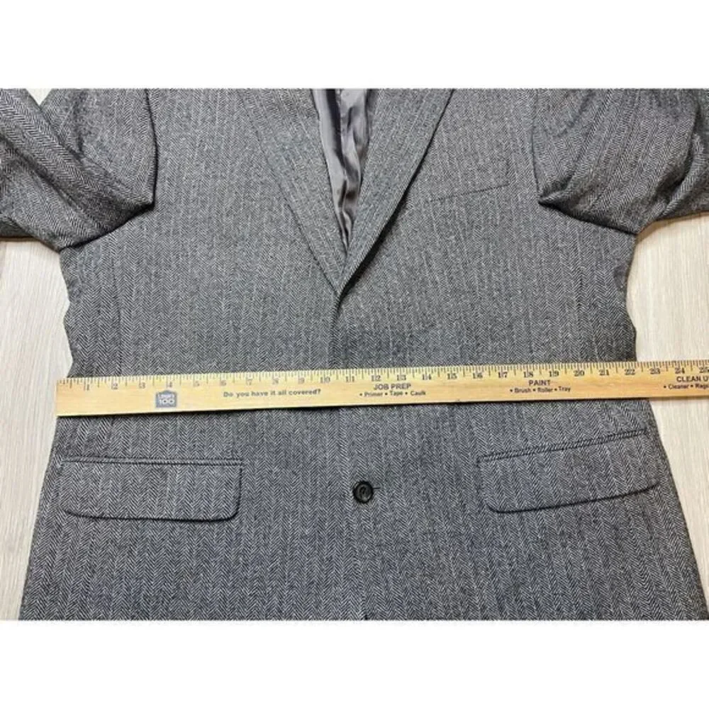 Lauren Ralph Lauren Sport‎ Coat Jacket Men 43 R Brown Tweed Wool Herringbone